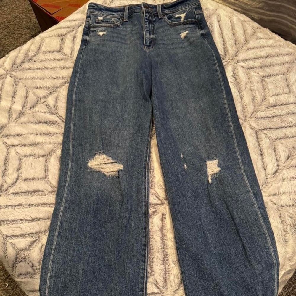 BKE Parker high-waisted blue jeans with a relaxed fit, Size: 27"